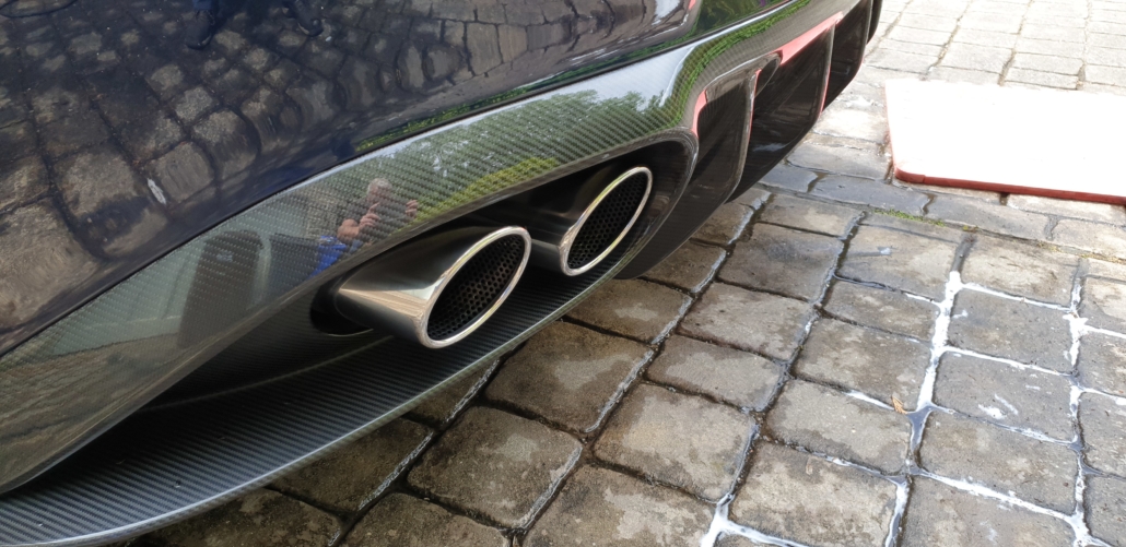 Aston Martin Vanquish exhaust tips after polishing