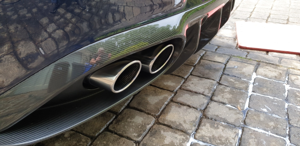 Aston Martin Vanquish exhaust tips after polishing